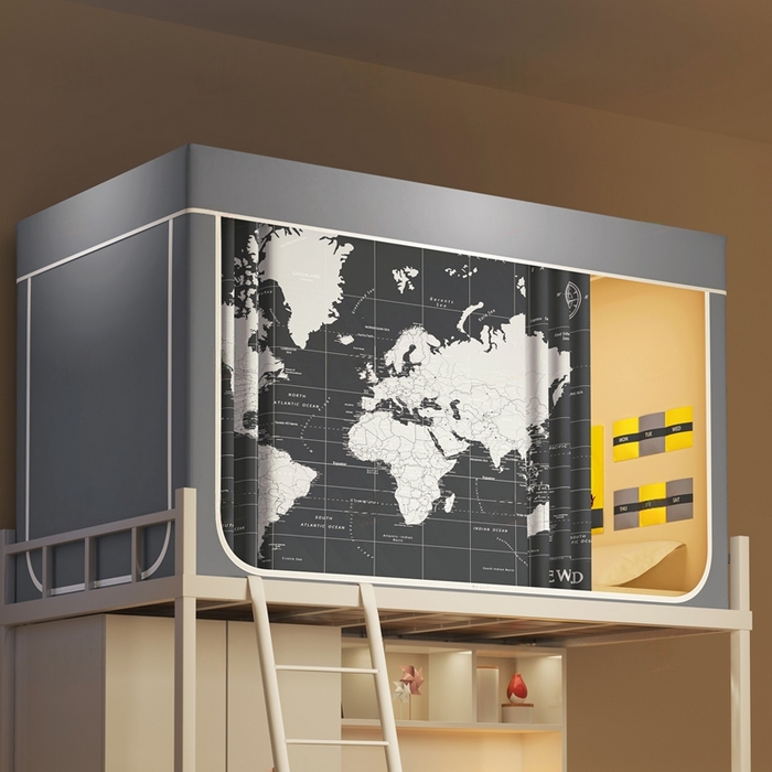 91家纺网 家纺一手货源 找家纺 宅部落 2025新款学生床帘宿舍上下铺床帘式印花强遮光学生蚊帐-印花系列 周游世界