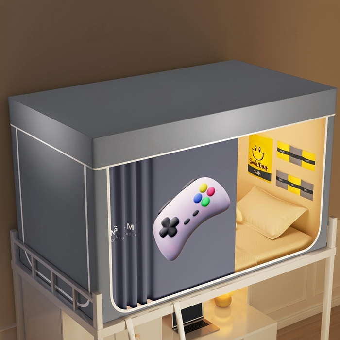 91家纺网 家纺一手货源 找家纺 宅部落 2025新款学生床帘宿舍上下铺床帘式印花强遮光学生蚊帐-印花系列 game zone