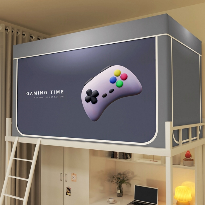 91家纺网 家纺一手货源 找家纺 宅部落 2025新款学生床帘宿舍上下铺床帘式印花强遮光学生蚊帐-印花系列 game zone