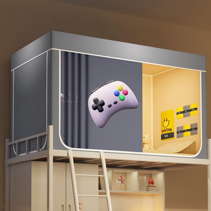 91家纺网 家纺一手货源 找家纺 宅部落 2025新款学生床帘宿舍上下铺床帘式印花强遮光学生蚊帐-印花系列 game zone