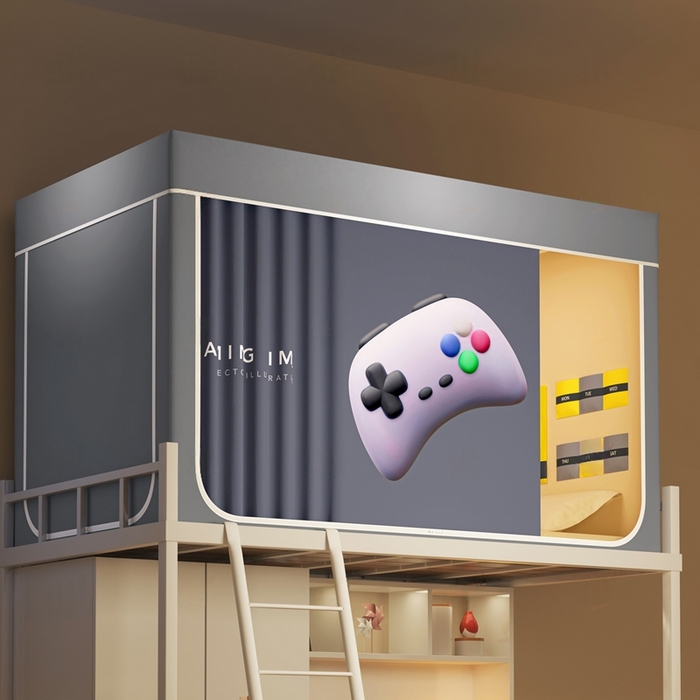 91家纺网 家纺一手货源 找家纺 宅部落 2025新款学生床帘宿舍上下铺床帘式印花强遮光学生蚊帐-印花系列 game zone