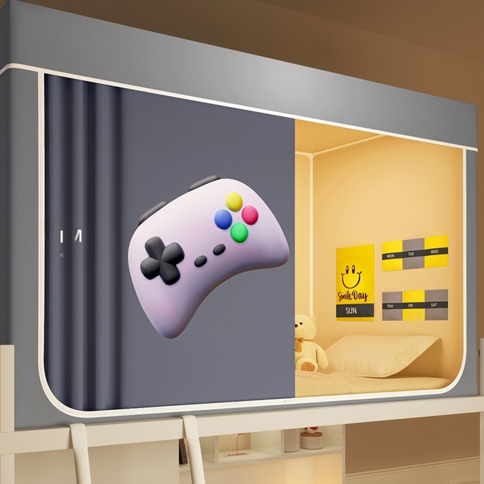 91家纺网 家纺一手货源 找家纺 宅部落 2025新款学生床帘宿舍上下铺床帘式印花强遮光学生蚊帐-印花系列 game zone