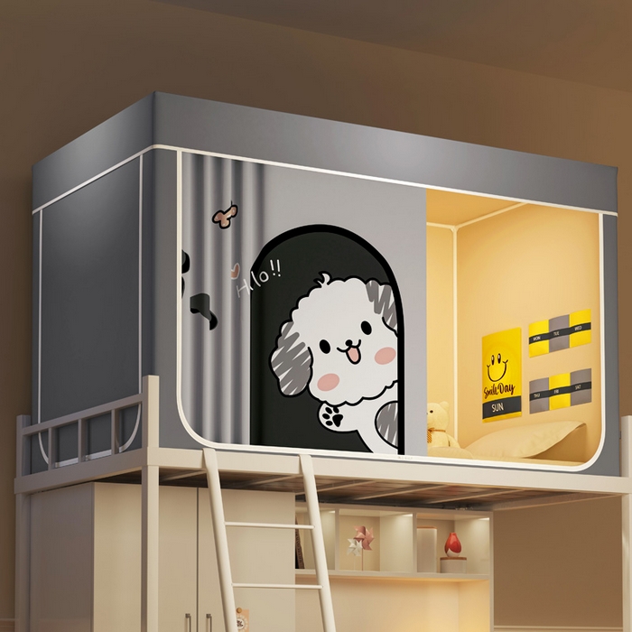 91家纺网 家纺一手货源 找家纺 宅部落 2025新款学生床帘宿舍上下铺床帘式印花强遮光学生蚊帐-印花系列 呆萌狗