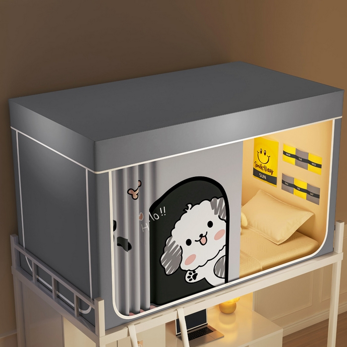 91家纺网 家纺一手货源 找家纺 宅部落 2025新款学生床帘宿舍上下铺床帘式印花强遮光学生蚊帐-印花系列 呆萌狗