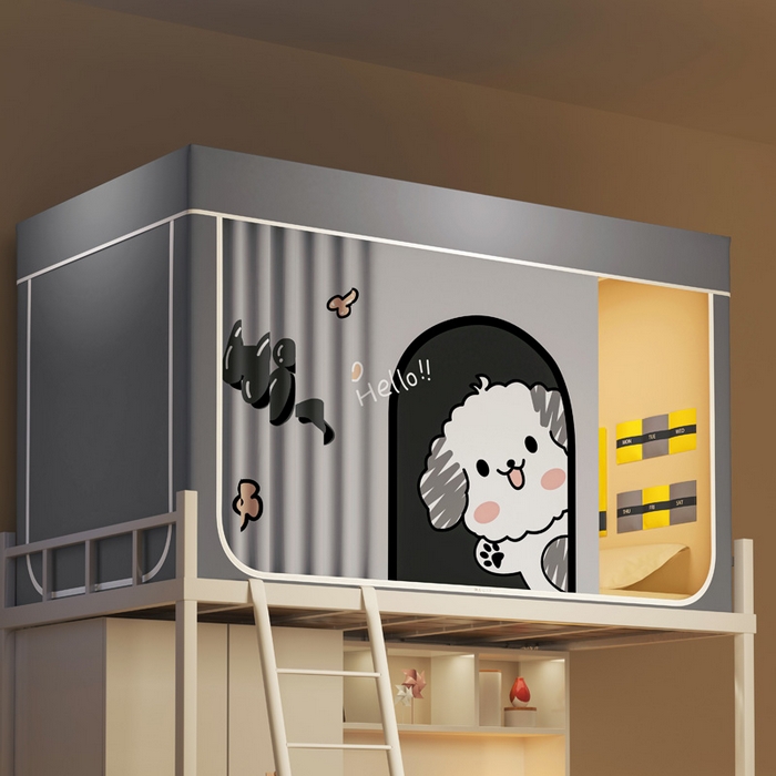 91家纺网 家纺一手货源 找家纺 宅部落 2025新款学生床帘宿舍上下铺床帘式印花强遮光学生蚊帐-印花系列 呆萌狗