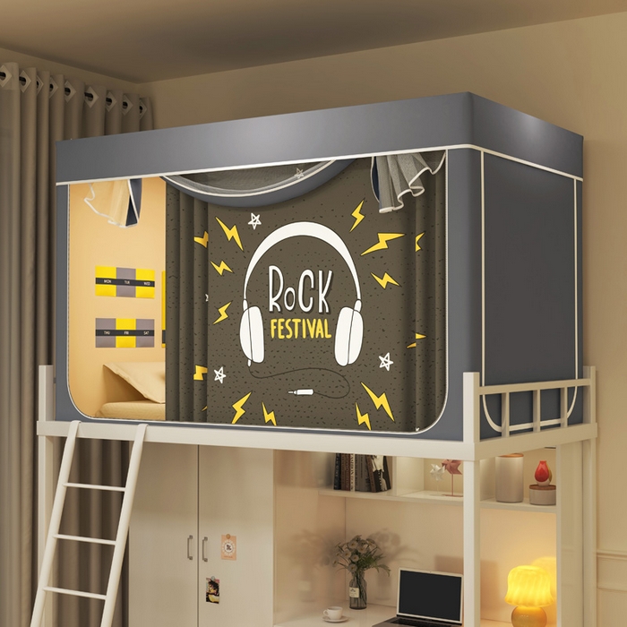 宅部落 2025新款学生床帘宿舍上下铺床帘式印花强遮光学生蚊帐-印花系列 音乐达人