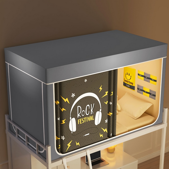 91家纺网 家纺一手货源 找家纺 宅部落 2025新款学生床帘宿舍上下铺床帘式印花强遮光学生蚊帐-印花系列 音乐达人