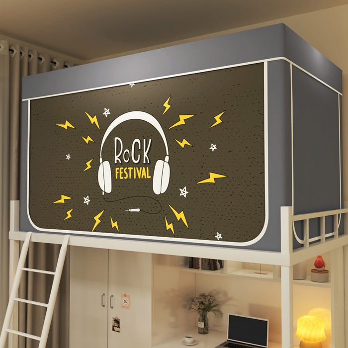 91家纺网 家纺一手货源 找家纺 宅部落 2025新款学生床帘宿舍上下铺床帘式印花强遮光学生蚊帐-印花系列 音乐达人