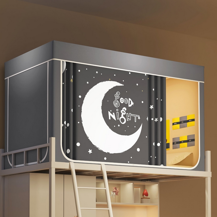 91家纺网 家纺一手货源 找家纺 宅部落 2025新款学生床帘宿舍上下铺床帘式印花强遮光学生蚊帐-印花系列 月半弯