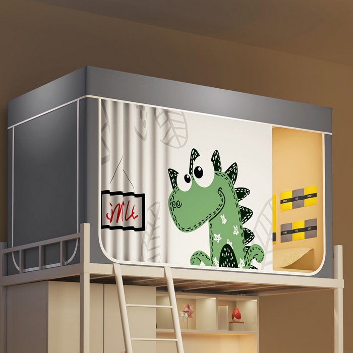 91家纺网 家纺一手货源 找家纺 宅部落 2025新款学生床帘宿舍上下铺床帘式印花强遮光学生蚊帐-印花系列 萌宠恐龙