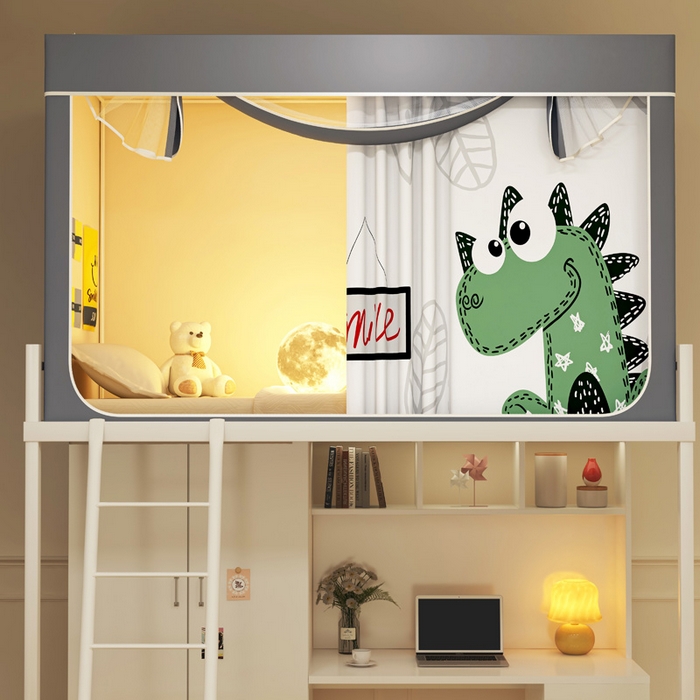 91家纺网 家纺一手货源 找家纺 宅部落 2025新款学生床帘宿舍上下铺床帘式印花强遮光学生蚊帐-印花系列 萌宠恐龙