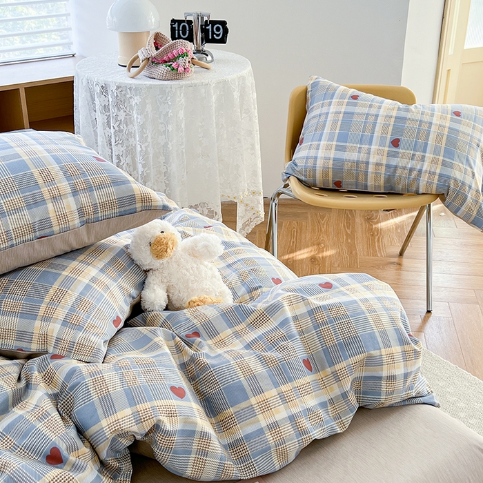 91家纺网 家纺一手货源 找家纺 麦伦家居 2025春夏新款全棉纯棉斜纹40s13372系列-简约条格系 律动蓝