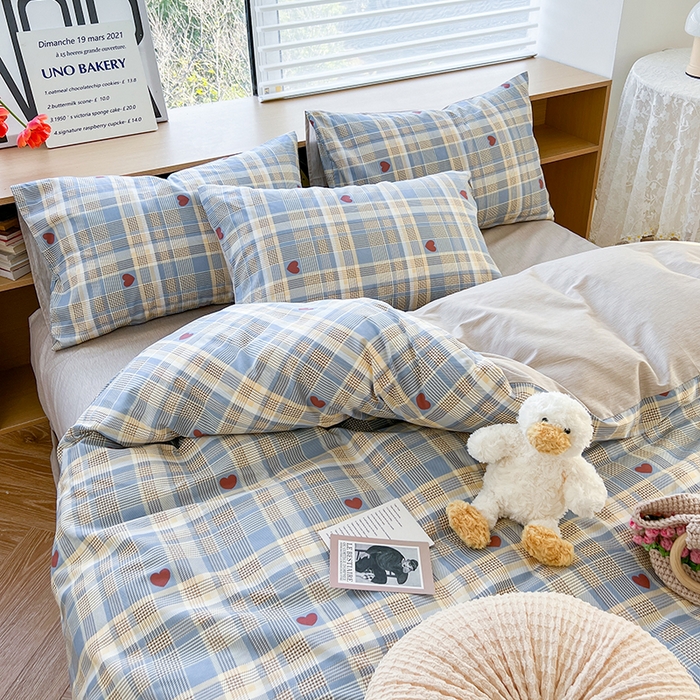 91家纺网 家纺一手货源 找家纺 麦伦家居 2025春夏新款全棉纯棉斜纹40s13372系列-简约条格系 律动蓝