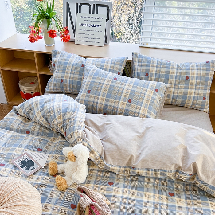 91家纺网 家纺一手货源 找家纺 麦伦家居 2025春夏新款全棉纯棉斜纹40s13372系列-简约条格系 律动蓝