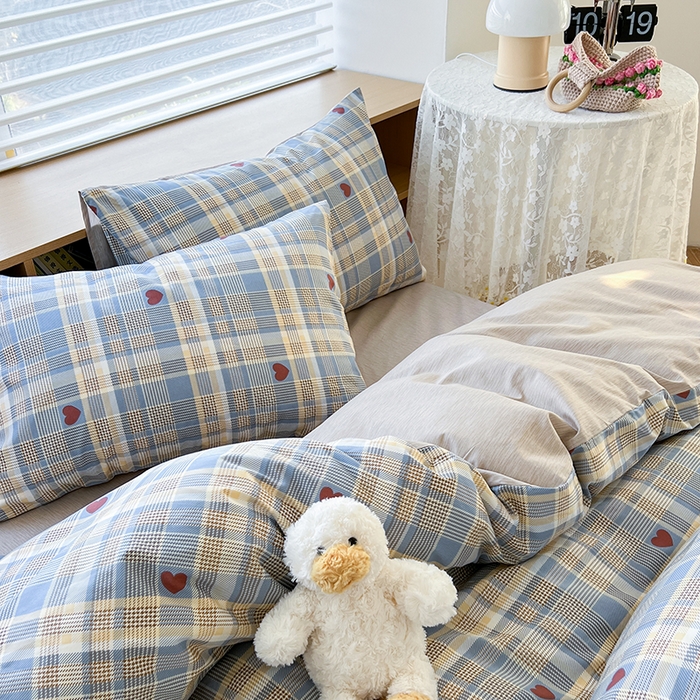 91家纺网 家纺一手货源 找家纺 麦伦家居 2025春夏新款全棉纯棉斜纹40s13372系列-简约条格系 律动蓝