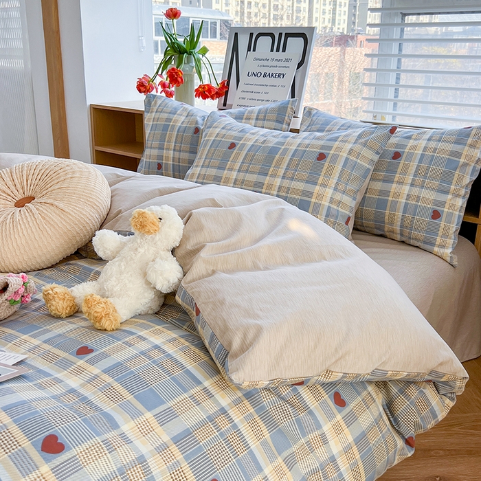 91家纺网 家纺一手货源 找家纺 麦伦家居 2025春夏新款全棉纯棉斜纹40s13372系列-简约条格系 律动蓝