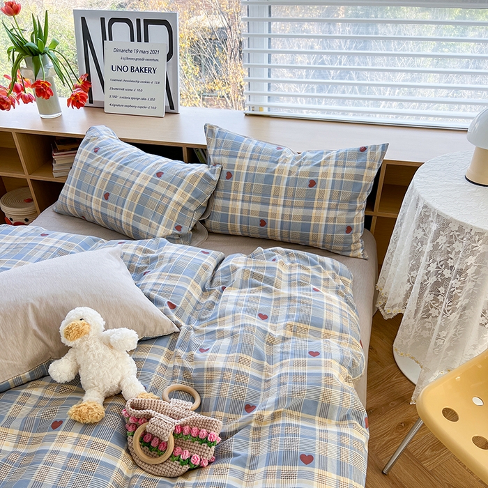 91家纺网 家纺一手货源 找家纺 麦伦家居 2025春夏新款全棉纯棉斜纹40s13372系列-简约条格系 律动蓝