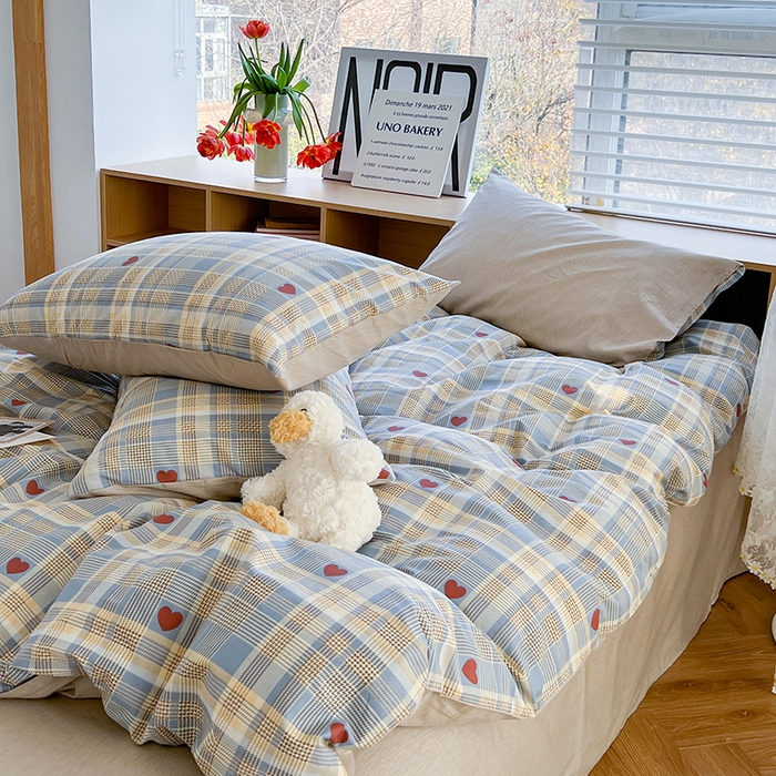 91家纺网 家纺一手货源 找家纺 麦伦家居 2025春夏新款全棉纯棉斜纹40s13372系列-简约条格系 律动蓝