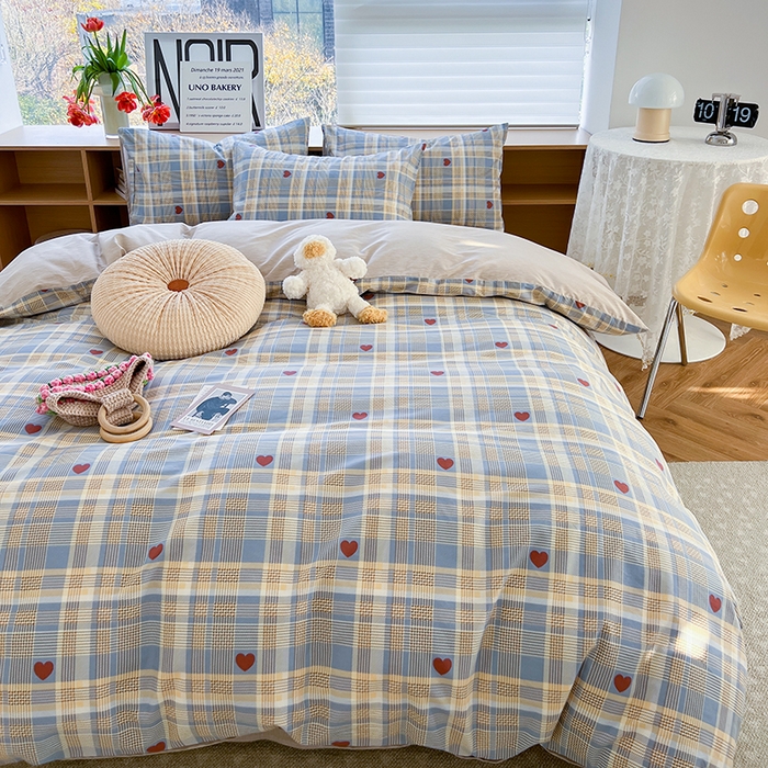 91家纺网 家纺一手货源 找家纺 麦伦家居 2025春夏新款全棉纯棉斜纹40s13372系列-简约条格系 律动蓝