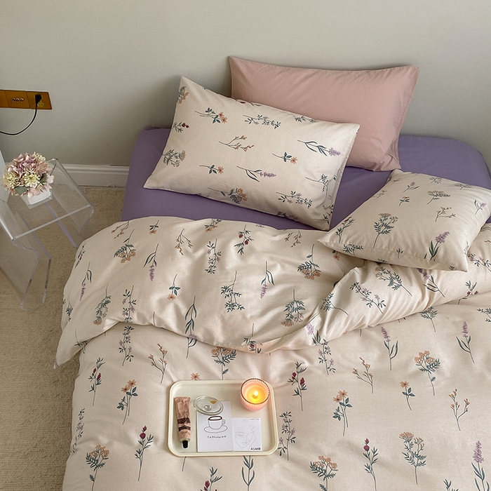 91家纺网 家纺一手货源 找家纺 麦伦家居 2025春夏新款全棉纯棉斜纹40s13372系列-田园碎花风 紫藤