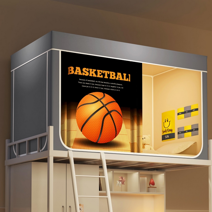 91家纺网 家纺一手货源 找家纺 宅部落 2025新款学生床帘宿舍上下铺床帘式印花强遮光学生蚊帐-印花系列 篮球火