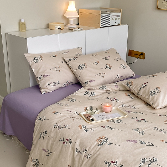 91家纺网 家纺一手货源 找家纺 麦伦家居 2025春夏新款全棉纯棉斜纹40s13372系列-田园碎花风 紫藤