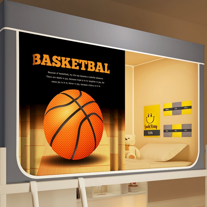 91家纺网 家纺一手货源 找家纺 宅部落 2025新款学生床帘宿舍上下铺床帘式印花强遮光学生蚊帐-印花系列 篮球火