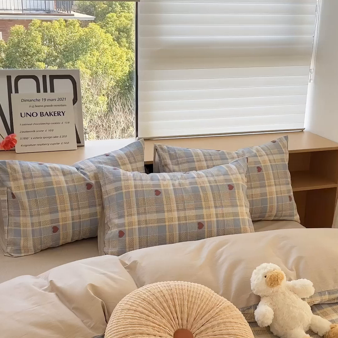 91家纺网 家纺一手货源 找家纺 麦伦家居 2025春夏新款全棉纯棉斜纹40s13372系列-简约条格系 律动蓝