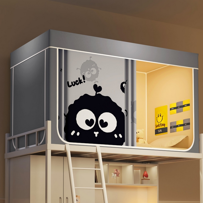 91家纺网 家纺一手货源 找家纺 宅部落 2025新款学生床帘宿舍上下铺床帘式印花强遮光学生蚊帐-印花系列 煤忧愁