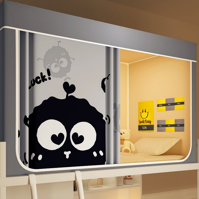 91家纺网 家纺一手货源 找家纺 宅部落 2025新款学生床帘宿舍上下铺床帘式印花强遮光学生蚊帐-印花系列 煤忧愁