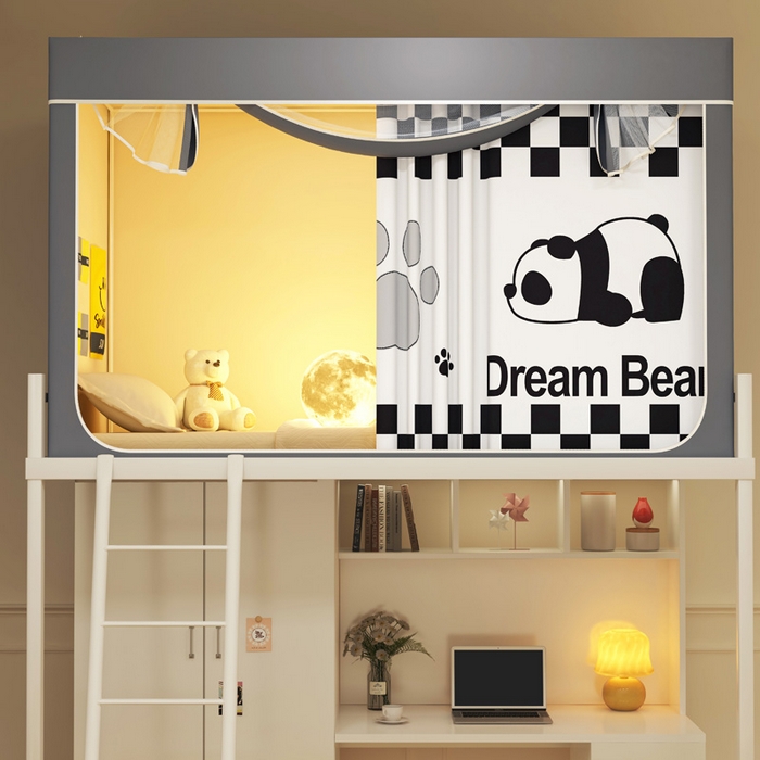 91家纺网 家纺一手货源 找家纺 宅部落 2025新款学生床帘宿舍上下铺床帘式印花强遮光学生蚊帐-印花系列 睡梦熊猫