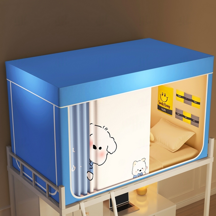 91家纺网 家纺一手货源 找家纺 宅部落 2025新款学生床帘宿舍上下铺床帘式印花强遮光学生蚊帐-印花系列 快乐汪汪