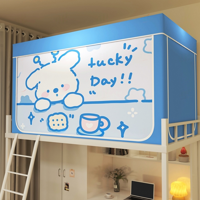 91家纺网 家纺一手货源 找家纺 宅部落 2025新款学生床帘宿舍上下铺床帘式印花强遮光学生蚊帐-印花系列 幸运日