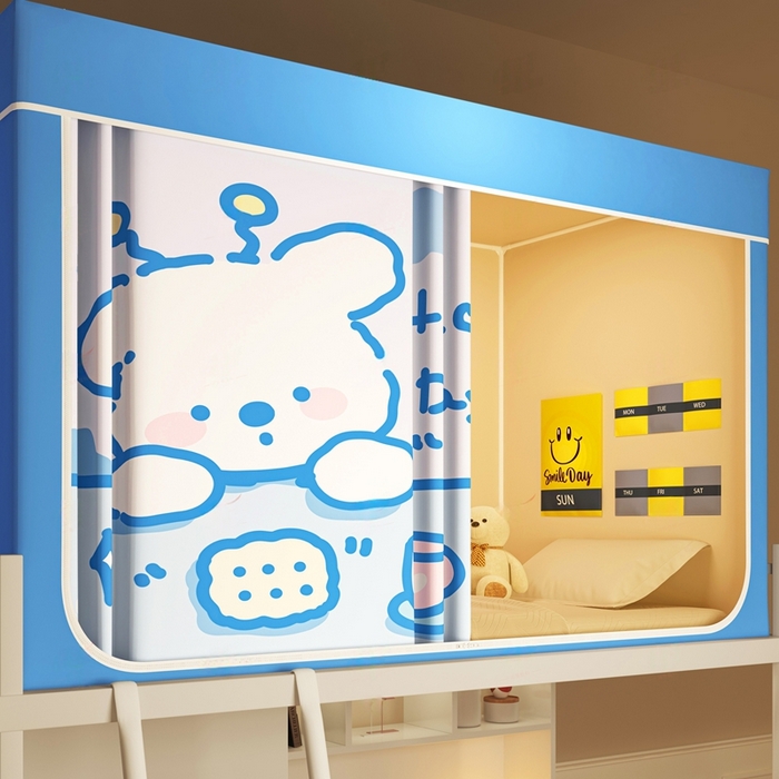 91家纺网 家纺一手货源 找家纺 宅部落 2025新款学生床帘宿舍上下铺床帘式印花强遮光学生蚊帐-印花系列 幸运日