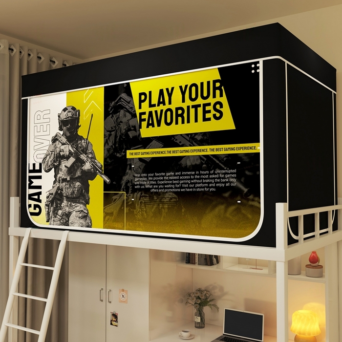 91家纺网 家纺一手货源 找家纺 宅部落 2025新款学生床帘宿舍上下铺床帘式印花强遮光学生蚊帐-印花系列 勇者之地