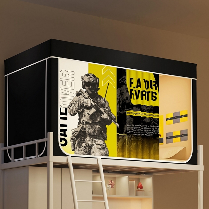 91家纺网 家纺一手货源 找家纺 宅部落 2025新款学生床帘宿舍上下铺床帘式印花强遮光学生蚊帐-印花系列 勇者之地