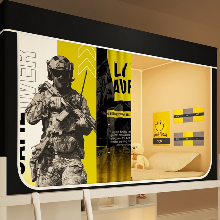 91家纺网 家纺一手货源 找家纺 宅部落 2025新款学生床帘宿舍上下铺床帘式印花强遮光学生蚊帐-印花系列 勇者之地