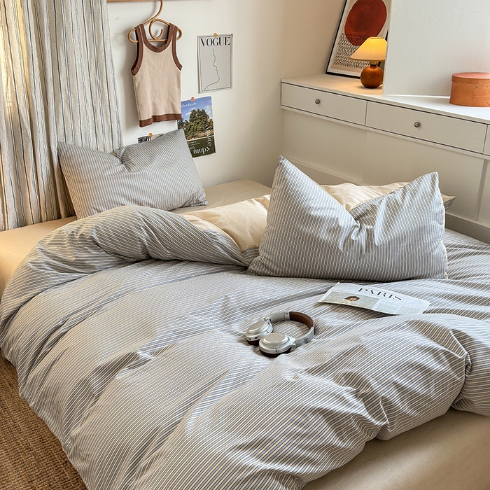 91家纺网 家纺一手货源 找家纺 麦伦家居 2025春夏新款全棉纯棉斜纹40s13372系列-简约条格系 条纹时代