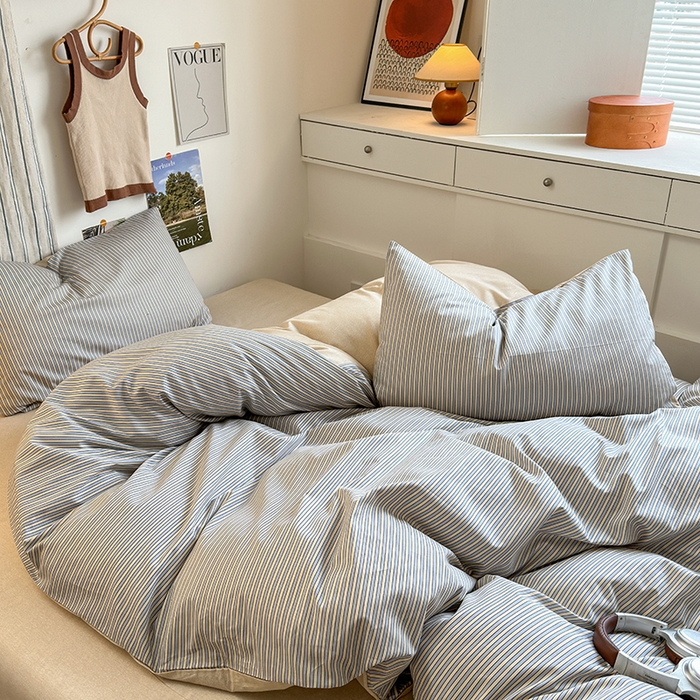 91家纺网 家纺一手货源 找家纺 麦伦家居 2025春夏新款全棉纯棉斜纹40s13372系列-简约条格系 条纹时代