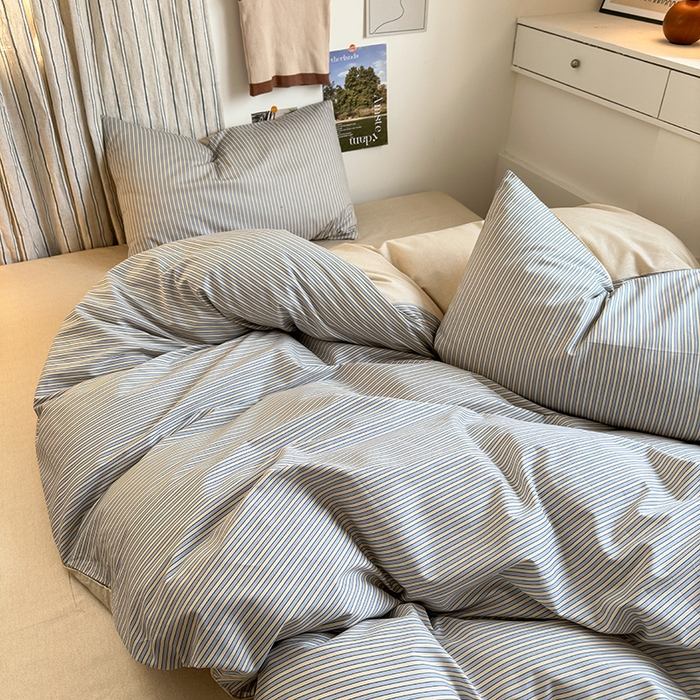 91家纺网 家纺一手货源 找家纺 麦伦家居 2025春夏新款全棉纯棉斜纹40s13372系列-简约条格系 条纹时代