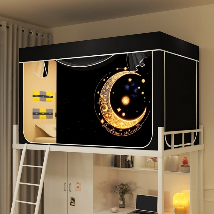 宅部落 2025新款学生床帘宿舍上下铺床帘式印花强遮光学生蚊帐-印花系列 月之晚安