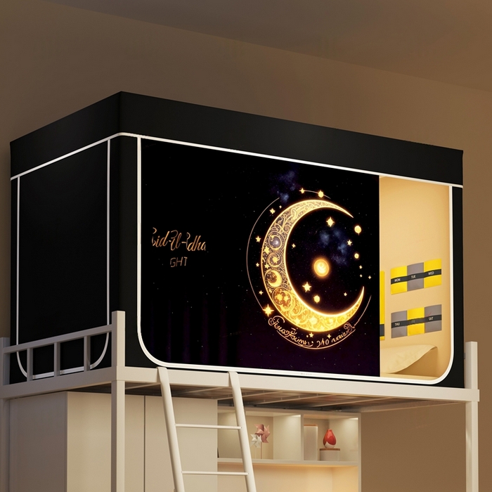 91家纺网 家纺一手货源 找家纺 宅部落 2025新款学生床帘宿舍上下铺床帘式印花强遮光学生蚊帐-印花系列 月之晚安