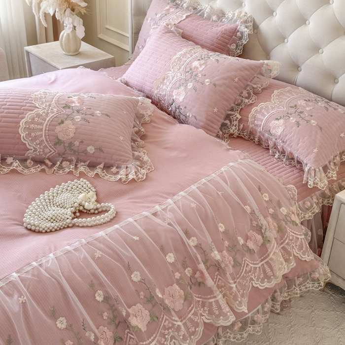 91家纺网 家纺一手货源 找家纺 恋尚 2025春夏新款香云纱床裙单床裙床裙单件-莫妮卡（控价130起） 莫妮卡-豆沙