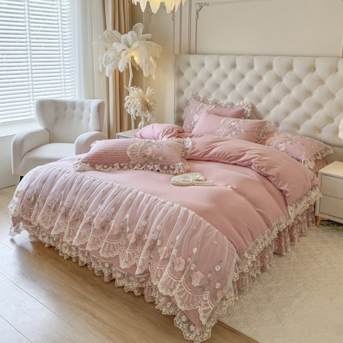 91家纺网 家纺一手货源 找家纺 恋尚 2025春夏新款香云纱床裙单床裙床裙单件-莫妮卡（控价130起） 莫妮卡-豆沙