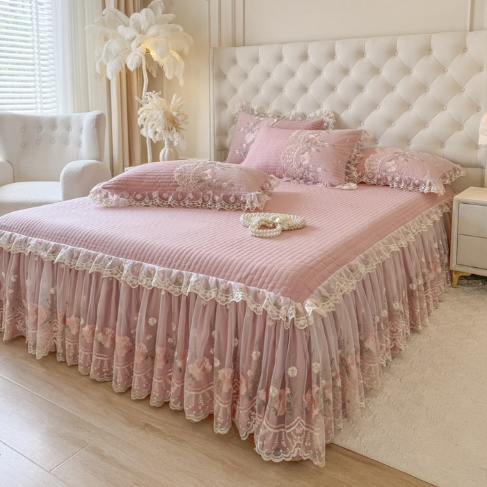 91家纺网 家纺一手货源 找家纺 恋尚 2025春夏新款香云纱床裙单床裙床裙单件-莫妮卡（控价130起） 莫妮卡-豆沙