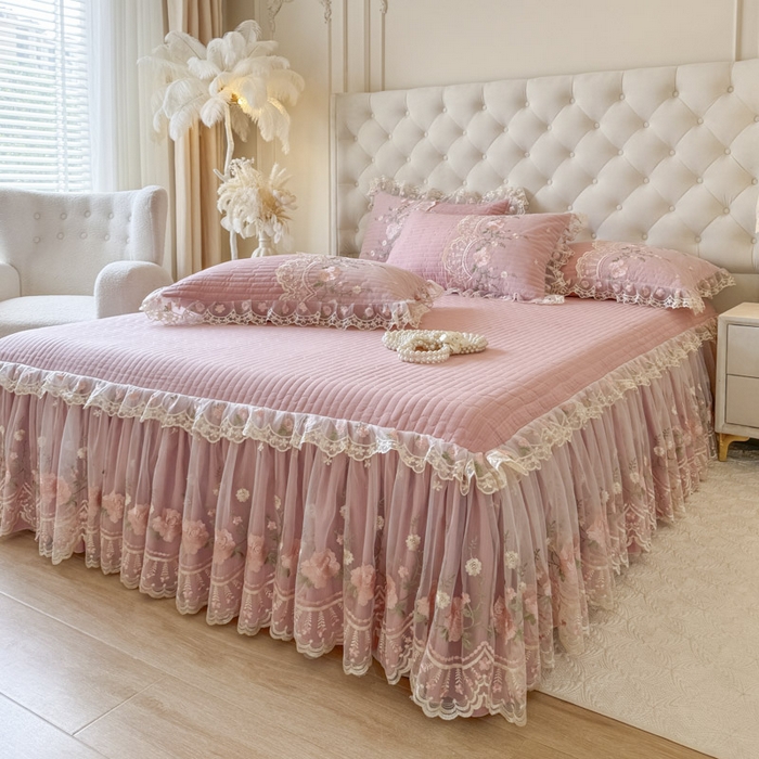 91家纺网 家纺一手货源 找家纺 恋尚 2025春夏新款香云纱床裙单床裙床裙单件-莫妮卡（控价130起） 莫妮卡-豆沙