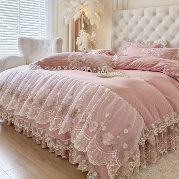 91家纺网 家纺一手货源 找家纺 恋尚 2025春夏新款香云纱床裙单床裙床裙单件-莫妮卡（控价130起） 莫妮卡-豆沙