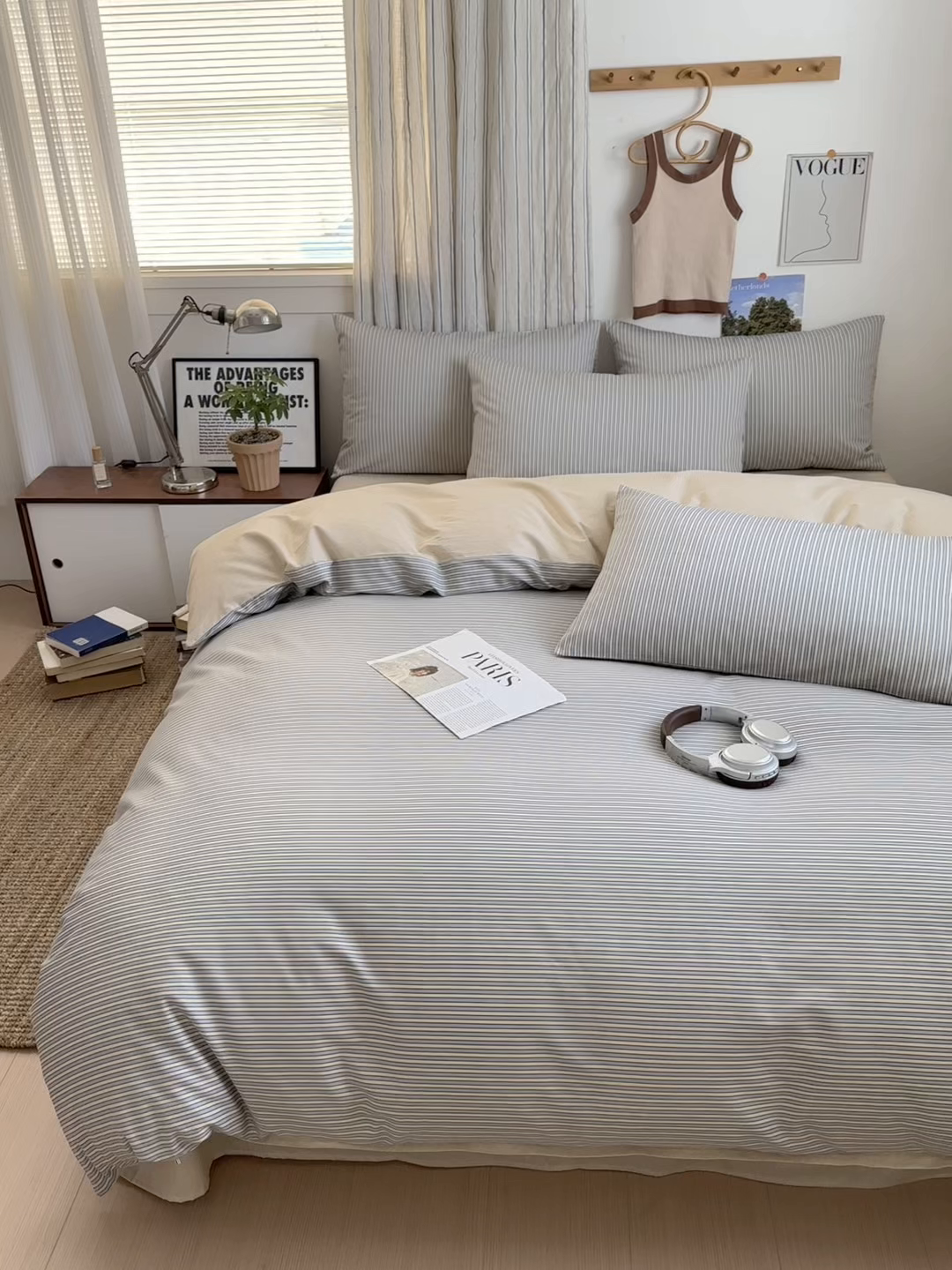 91家纺网 家纺一手货源 找家纺 麦伦家居 2025春夏新款全棉纯棉斜纹40s13372系列-简约条格系 条纹时代