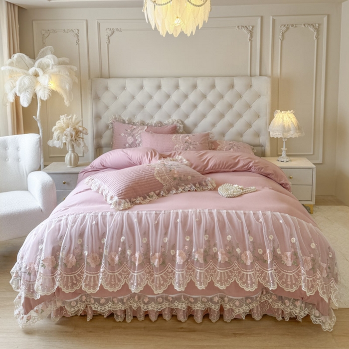 91家纺网 家纺一手货源 找家纺 恋尚 2025春夏新款香云纱床裙单床裙床裙单件-莫妮卡（控价130起） 莫妮卡-豆沙