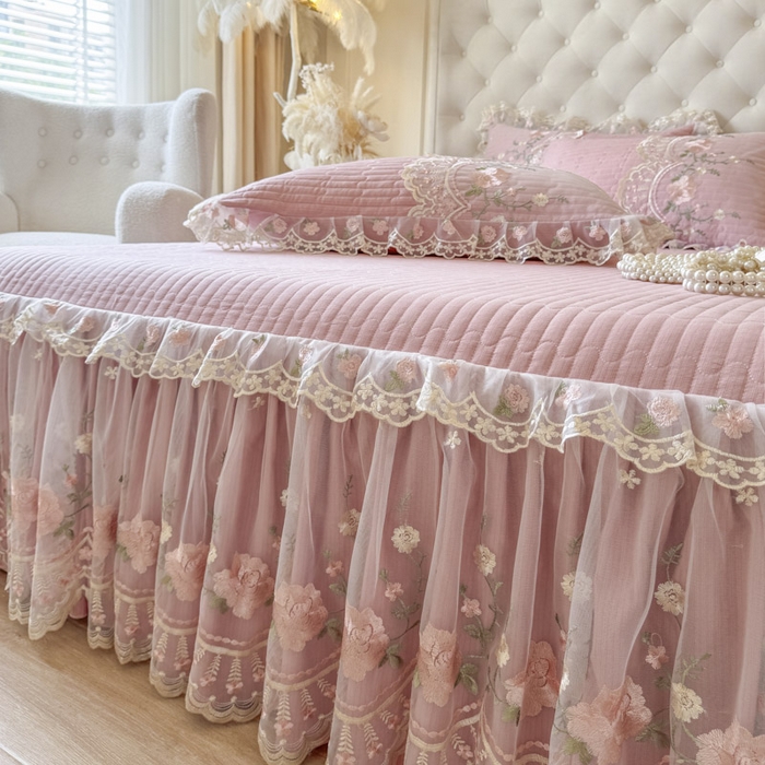 91家纺网 家纺一手货源 找家纺 恋尚 2025春夏新款香云纱床裙单床裙床裙单件-莫妮卡（控价130起） 莫妮卡-豆沙